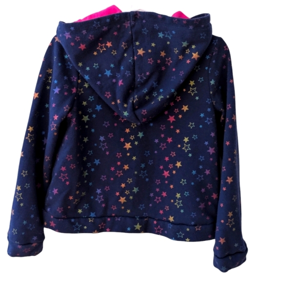 Gymboree Girls Navy Blue Hoodie With Rainbow Stars Pattern Cotton Size 5T - Picture 2 of 6